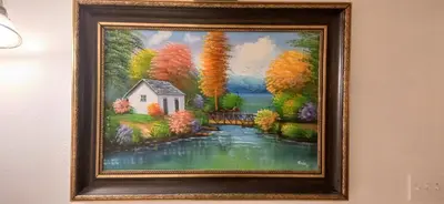 a picture of a painting of a house on a lake at Beach Front Haven, by More Than Beauty Properties in Tortola Island