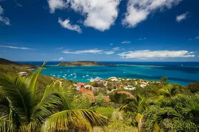 a view of a bay with boats in the water at TAMAR VILLA in Virgin Gorda