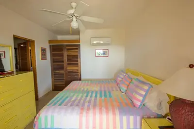 a bedroom with a bed and a ceiling fan at LOBLOLLY in Virgin Gorda