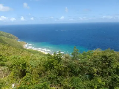 a view of the ocean from the top of a hill at Abigail's Splendor -2 Bedroom Entire Apartment in Tortola Island